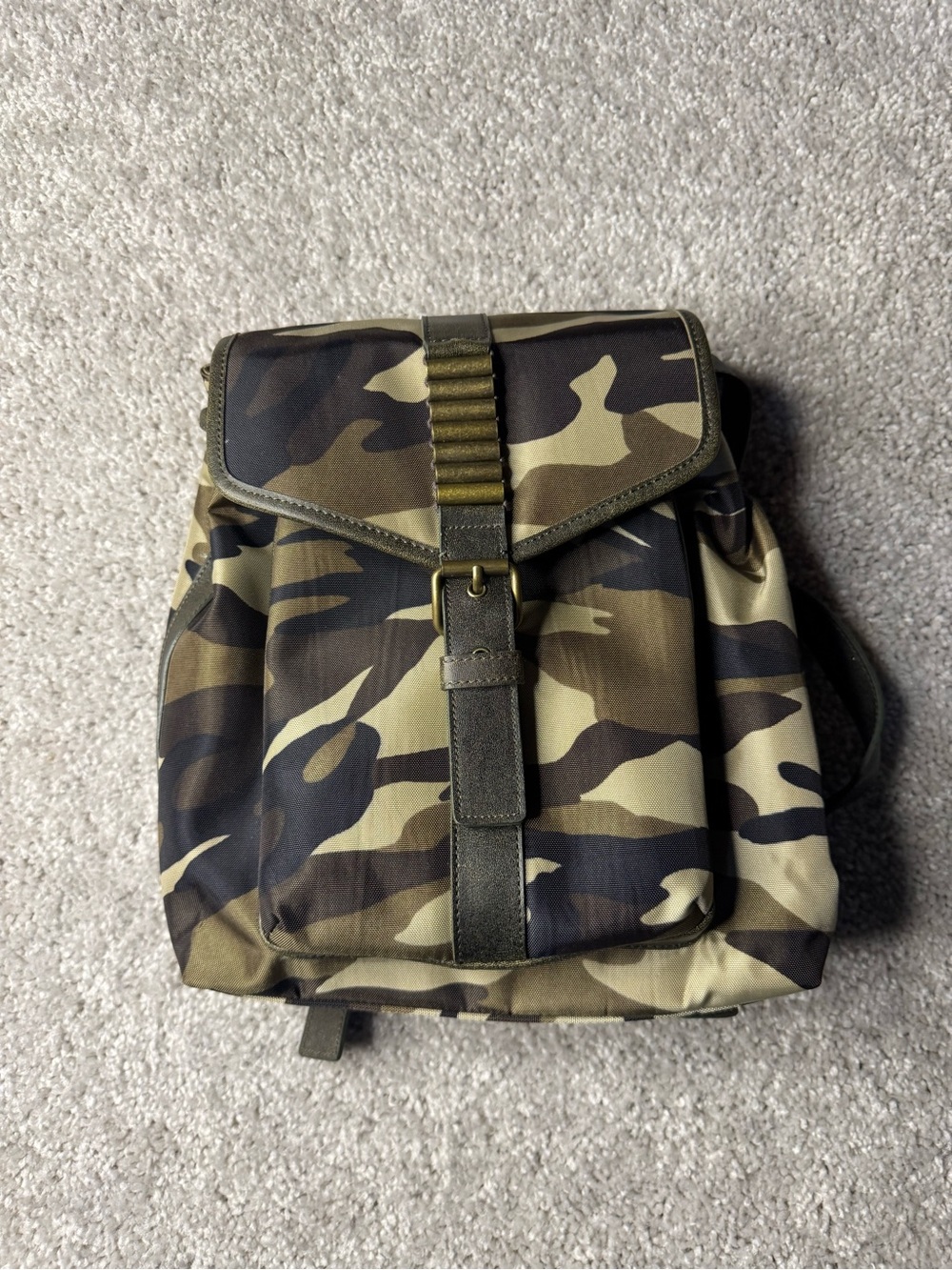 NWT Nine West Camouflage Nylon Flap Backpack • Classic Woodland Camo Daypack